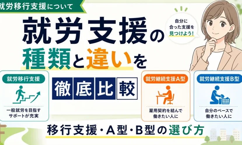 就労支援の種類と違いを徹底比較｜移行支援・A型・B型の選び方
