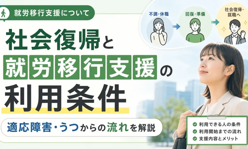 社会復帰と就労移行支援の利用条件｜適応障害・うつからの流れを解説