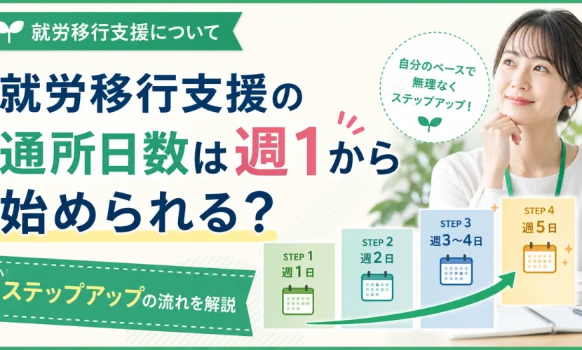 就労移行支援の通所日数は週1から始められる？ステップアップの流れを解説
